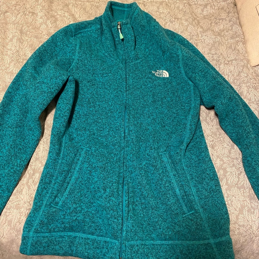 Teal fleece North Face jacket - like new!
